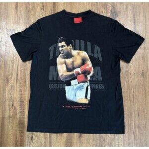BOXING Muhammad Ali “Thrilla in Manila” TShirt Size XL Black Excellent Used Cond